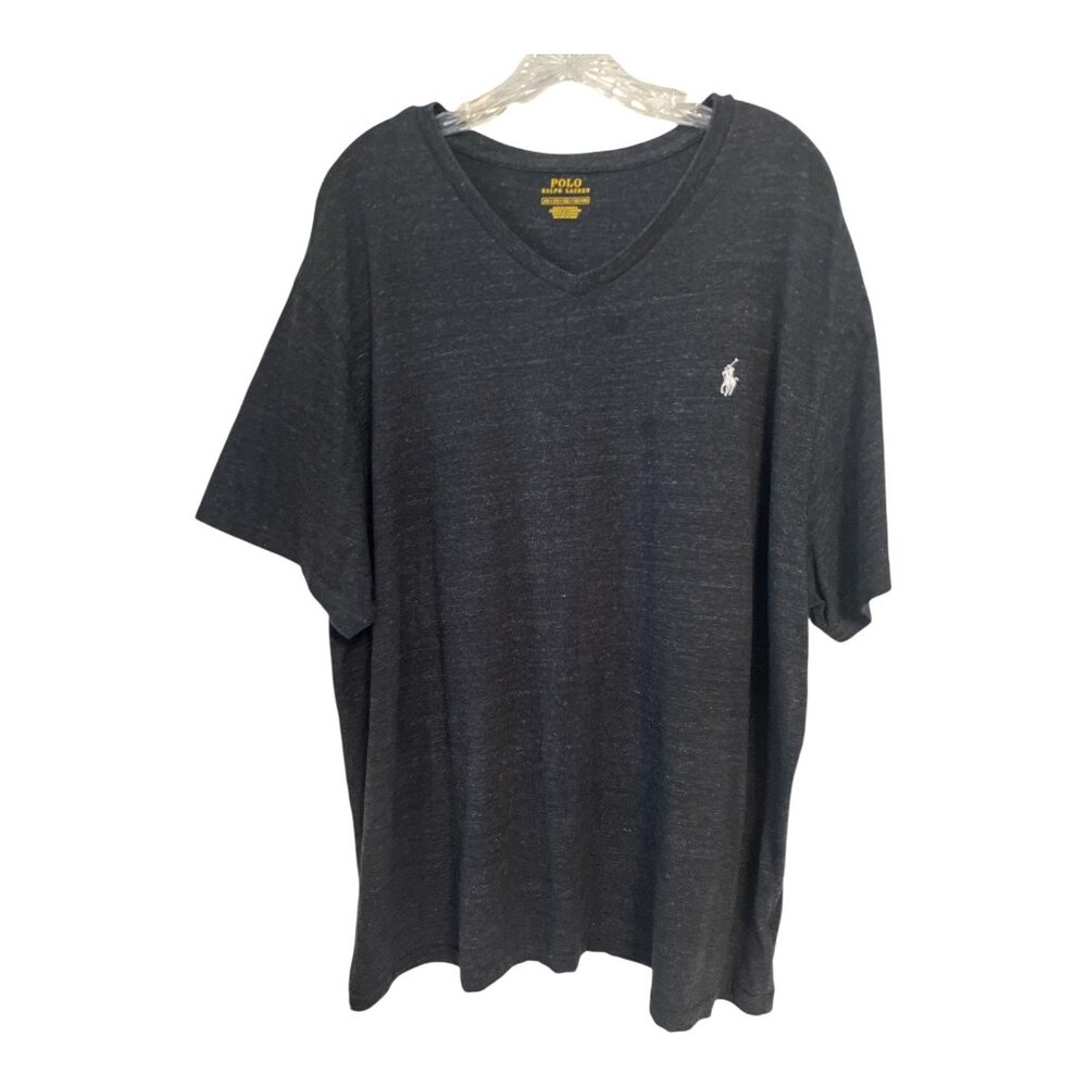 Polo Ralph Lauren Men's 2XB V-Neck T-Shirt – Black Heather – 100% Cotton